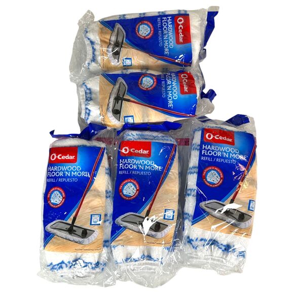 O-Cedar Hardwood Floor 'N More Mop Refill NEW Lot of 5 - Picture 1 of 4
